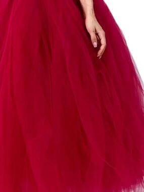 Voluminous Burgundy Tulle Ball Gown Skirt